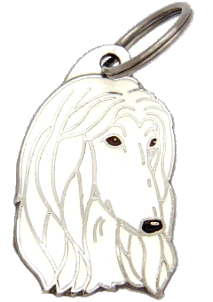 Galgo afegão branco <br> (placa de identificação para cães, Gravado incluído)